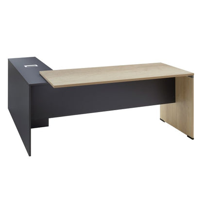 Commercial desk reversible Lotus oak-dark gray color 180x160x75cm