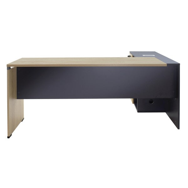 Commercial desk reversible Lotus oak-dark gray color 180x160x75cm