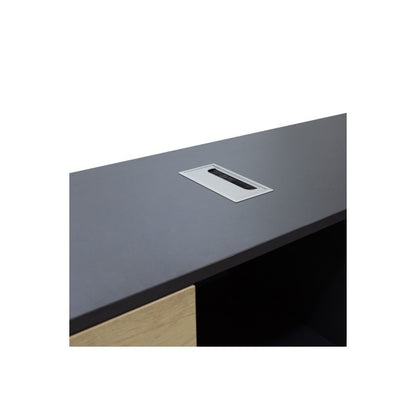 Commercial desk reversible Lotus oak-dark gray color 180x160x75cm