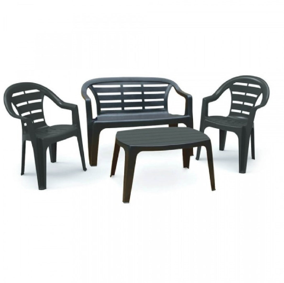 PROGARDEN Madura (DOUBLE SEAT + TABLE + 2 ARMCHAIRS) Anthracite