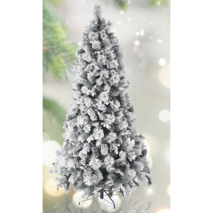 Christmas TREE SP 917 210 CM WHITE A WITH SNOW AND CONES