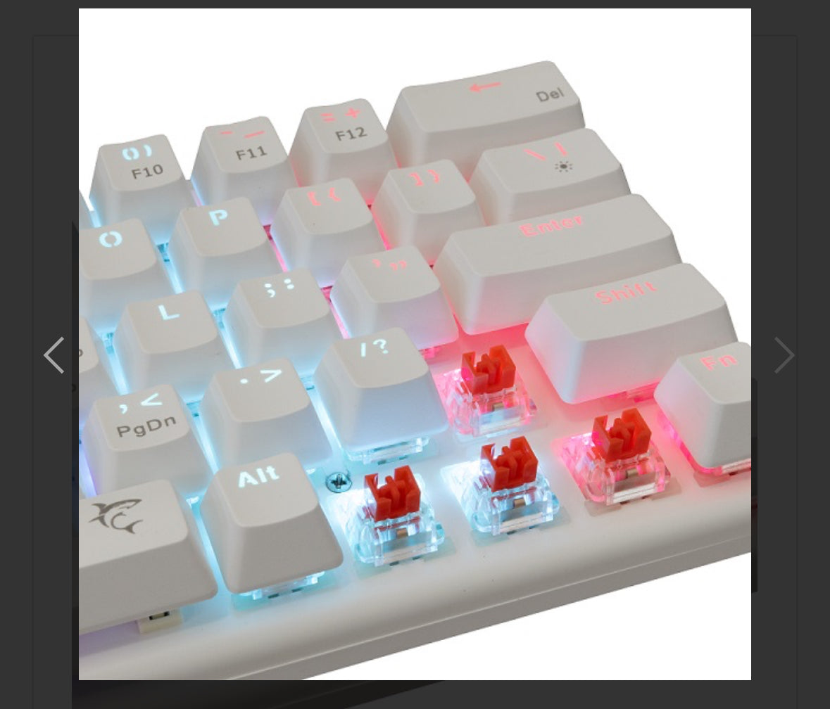 Keyboard White Shark Gaming Wakizashi 60% Mechanical RGB White Red Switch