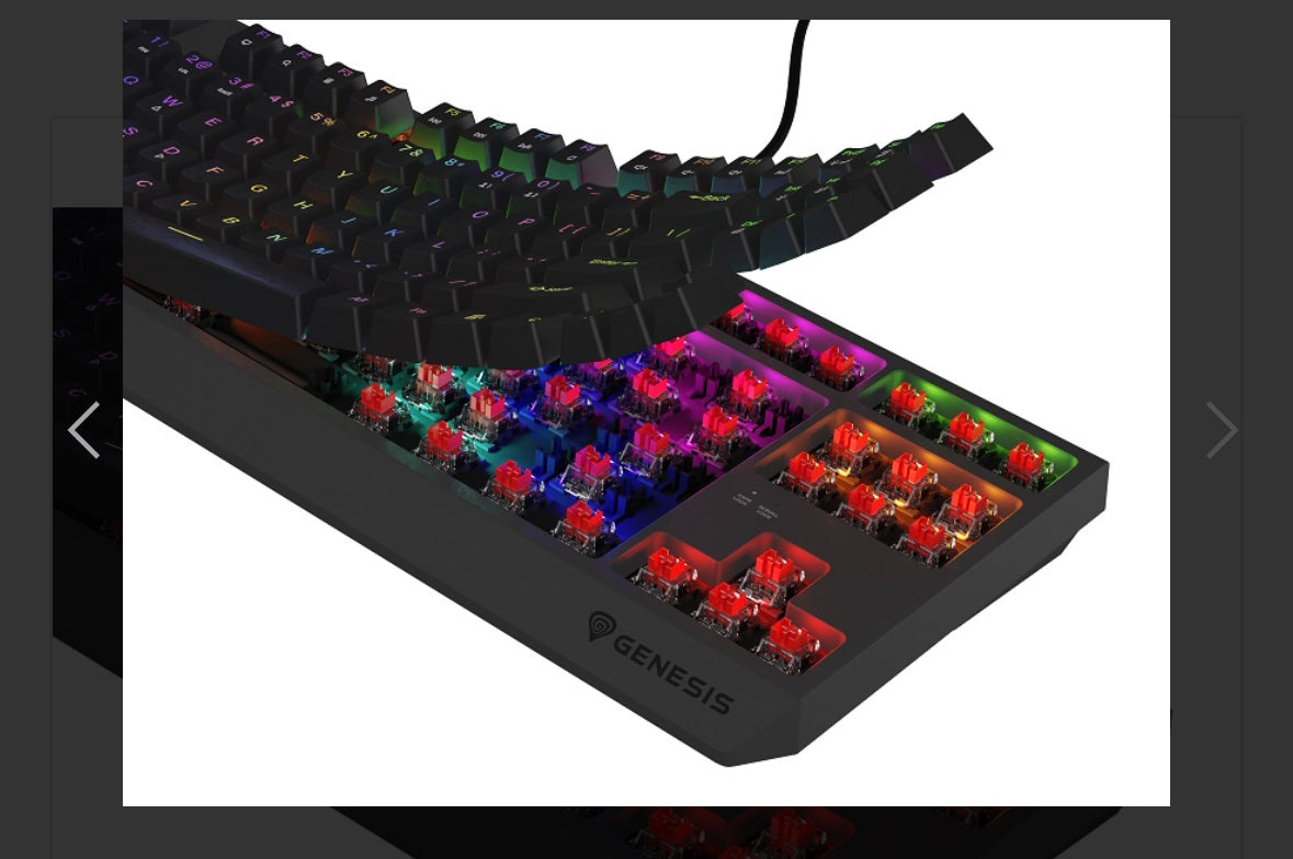 Keyboard Genesis Gaming Thor 230 TKL Lite Hot Swap Mechanical Outemu Red Switch RGB Black