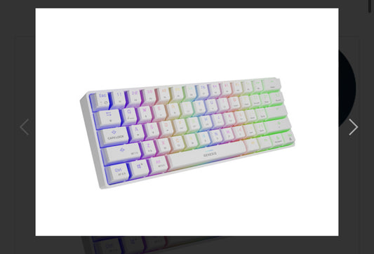 Keyboard Genesis Gaming Thor 660 Wireless Mechanical 60% RGB White Gateron Brown Switches