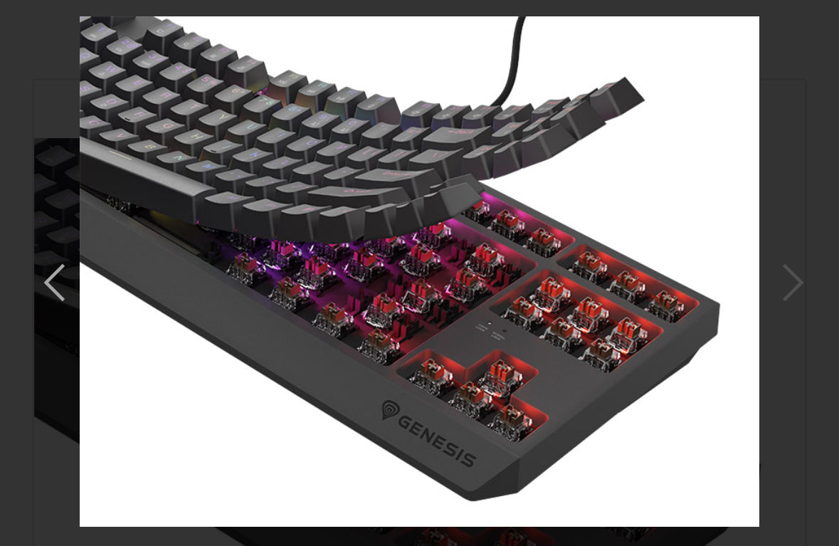 Keyboard Genesis Gaming Thor 230 TKL Hot Swap Mechanical Brown Switch RGB Black