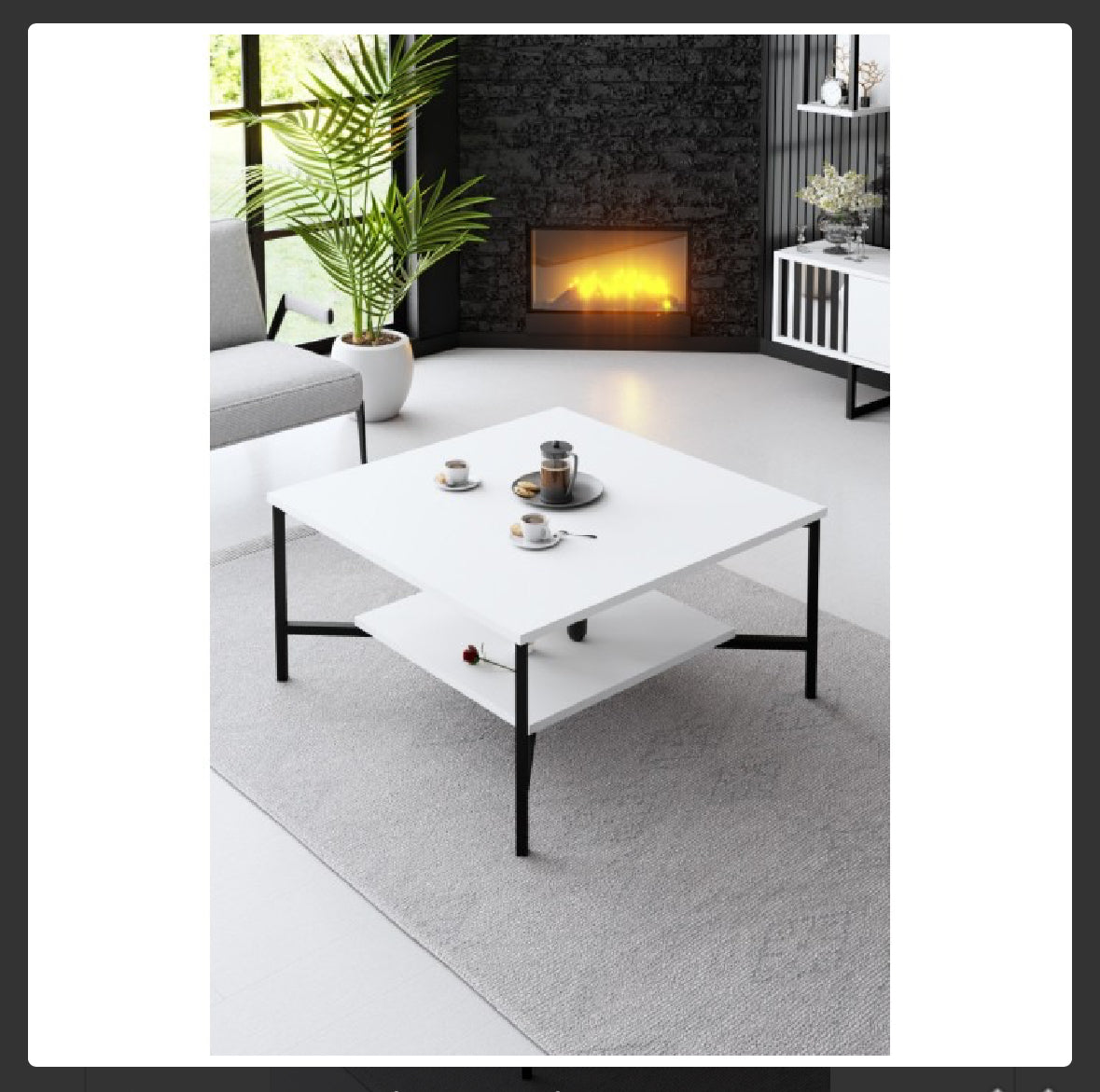 Club table Black Line - White, Black