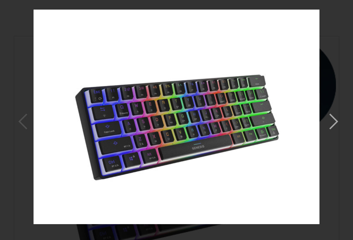 Keyboard Genesis Gaming Thor 660 Wireless Mechanical 60% RGB Black Gateron Red Switches