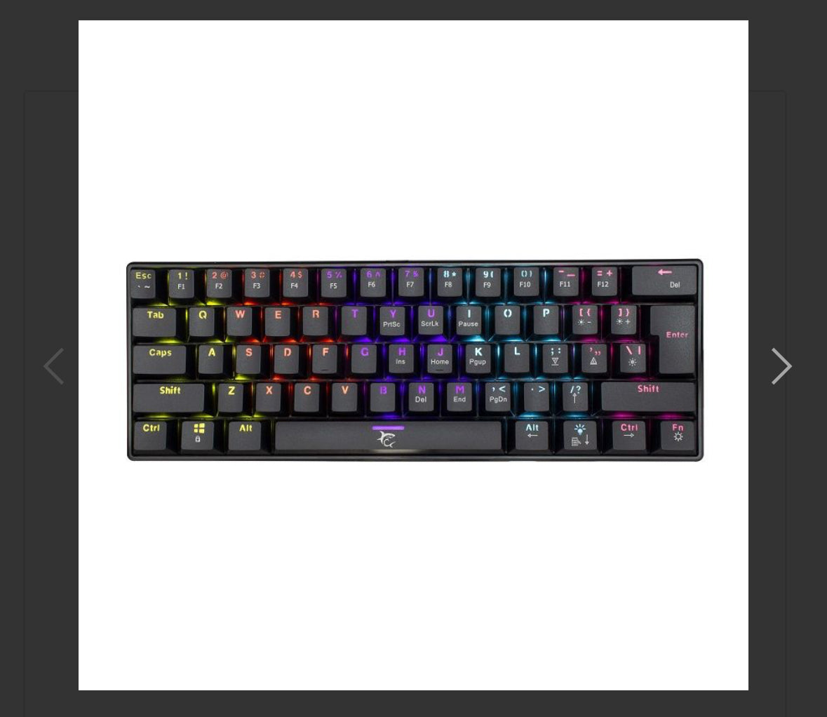 Keyboard White Shark Gaming Shinobi 60% Mechanical RGB Black Blue Switch