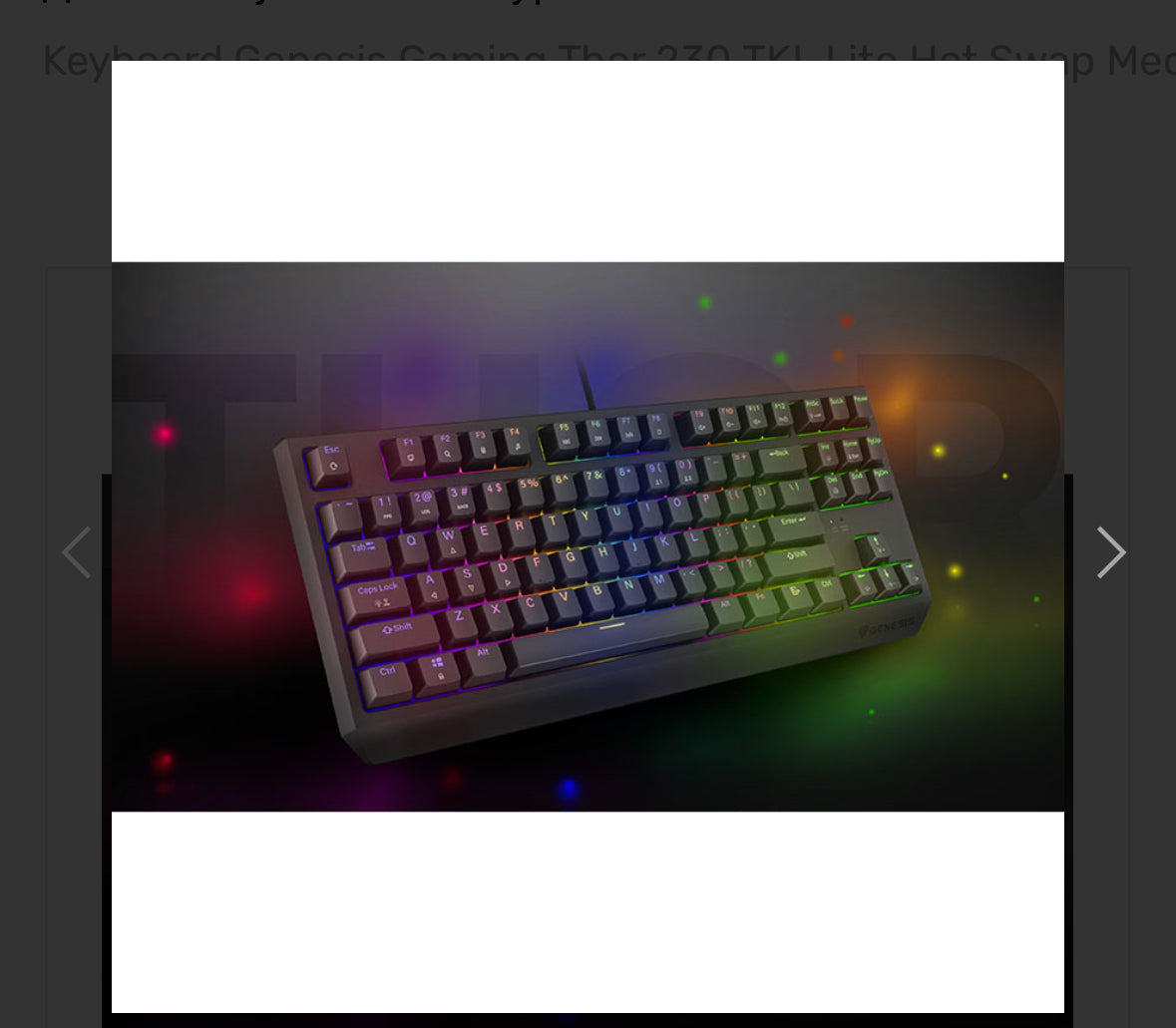 Keyboard Genesis Gaming Thor 230 TKL Lite Hot Swap Mechanical Outemu Red Switch RGB Black