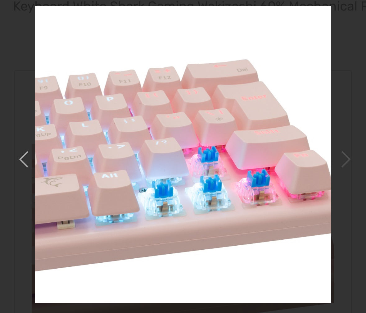 Keyboard White Shark Gaming Wakizashi 60% Mechanical RGB Pink Blue Switch