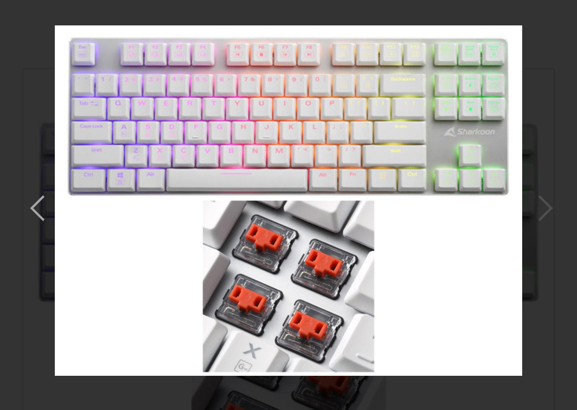 Keyboard Sharkoon PureWriter TKL RGB Mechanical Gaming w/RGB Illumination - Kailh Red Switch White