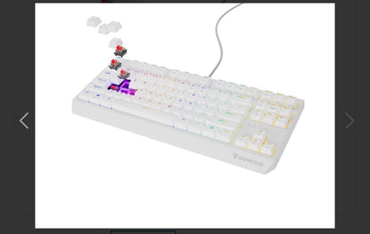 Keyboard Genesis Gaming Thor 230 TKL Hot Swap Mechanical Red Switch RGB White