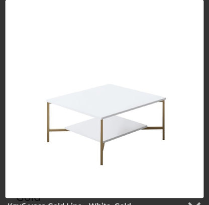 Club table Gold Line - White, Gold