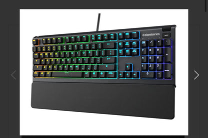 Keyboard SteelSeries Apex 3 Gaming Water Resistant, Whisper quiet switches, 10-Zone RGB Illuminated