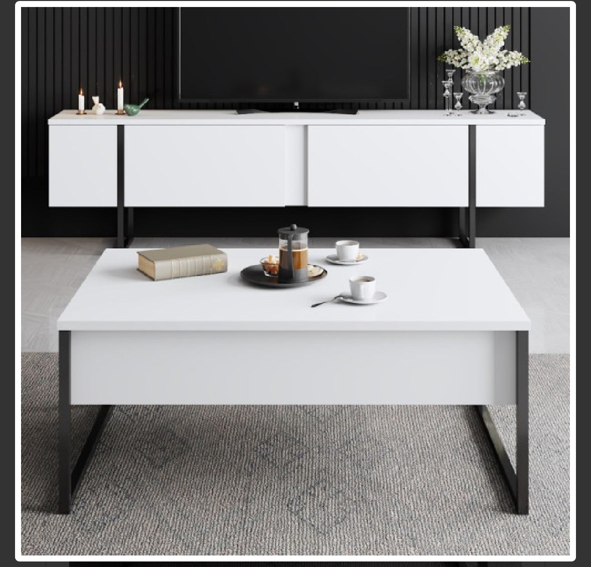 Club table Luxe - White, Black