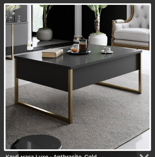 Club table Luxe - Anthracite, Gold