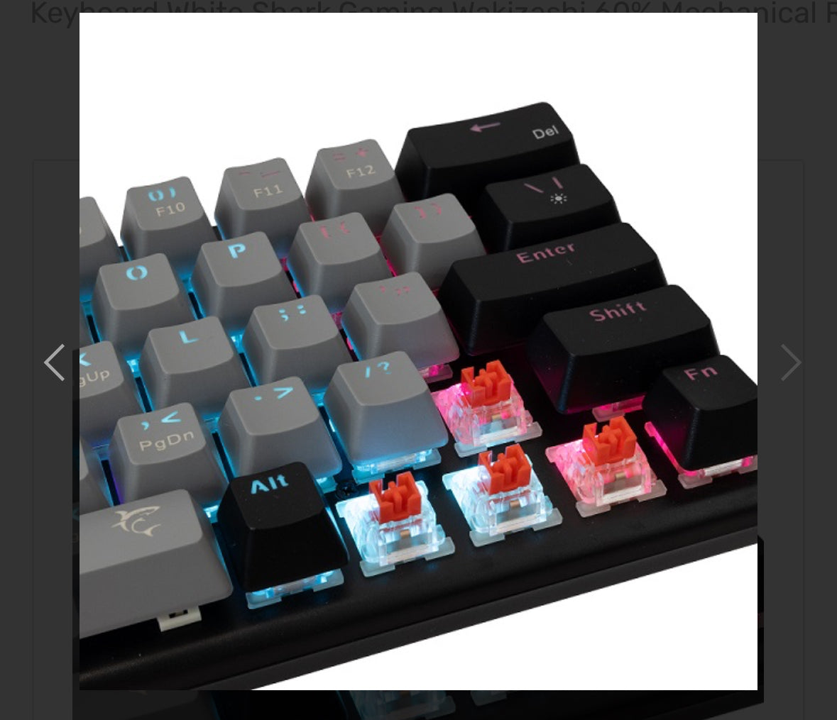 Keyboard White Shark Gaming Wakizashi 60% Mechanical RGB Grey-Black Red Switch