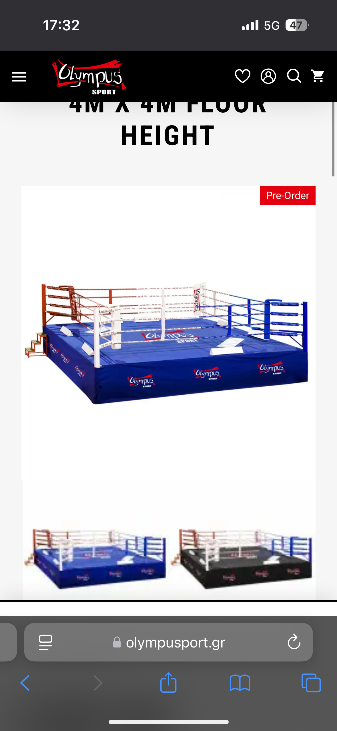 BOXING RING OLYMPUS 4M X 4M FLOOR HEIGHT Blue