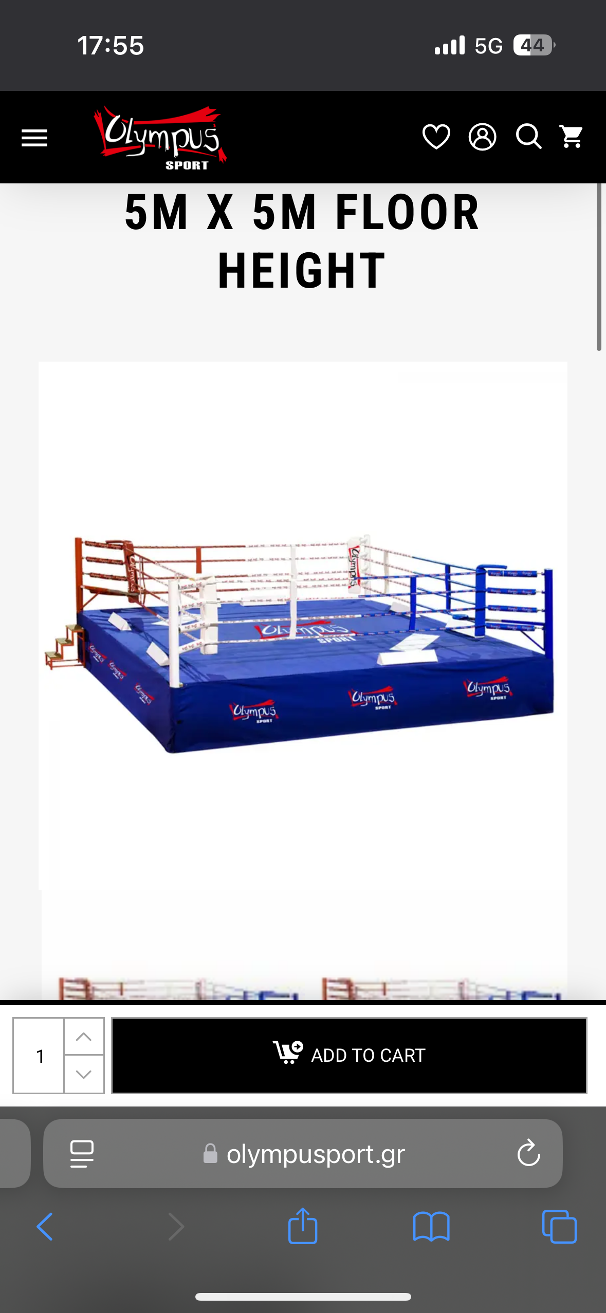 BOXING RING OLYMPUS 5M X 5M FLOOR HEIGHT Blue