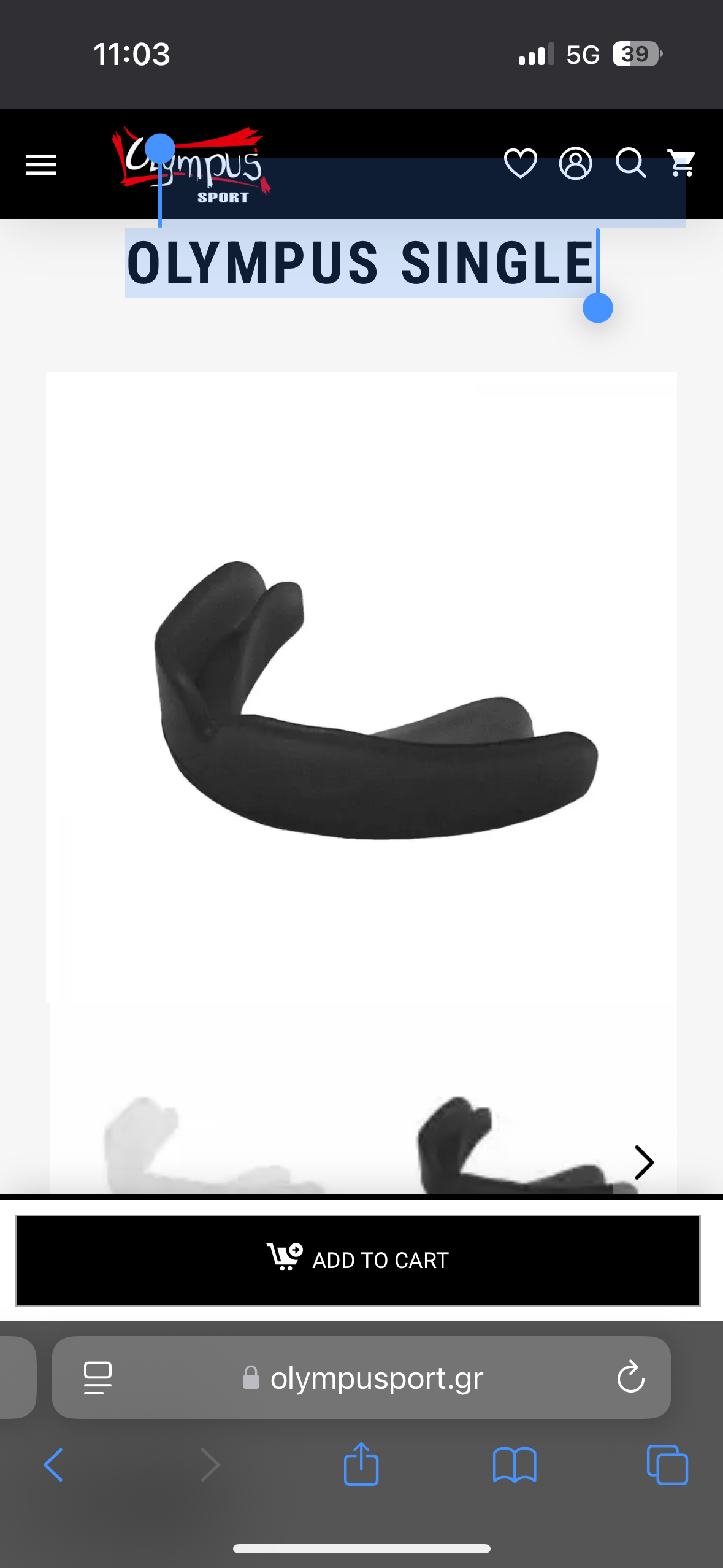 MOUTH GUARD OLYMPUS SINGLE Black