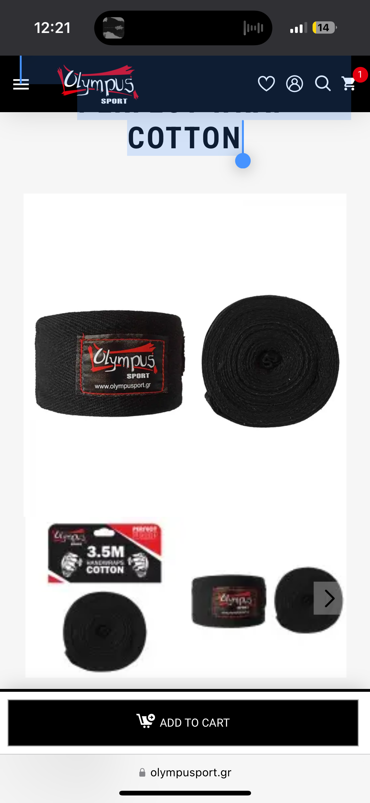 HAND WRAPS OLYMPUS PERFECT WRAP COTTON Black 5x350cm