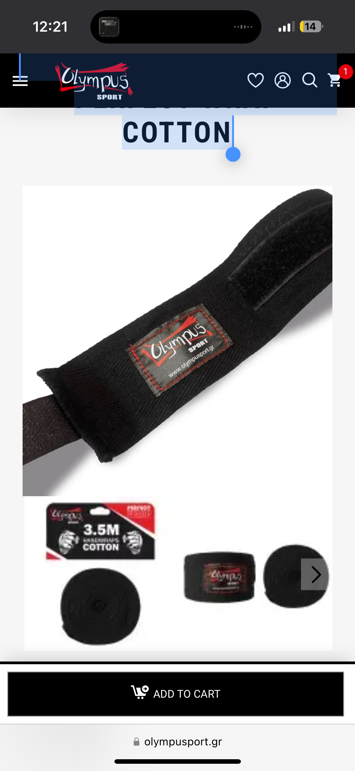 HAND WRAPS OLYMPUS PERFECT WRAP COTTON Black 5x350cm