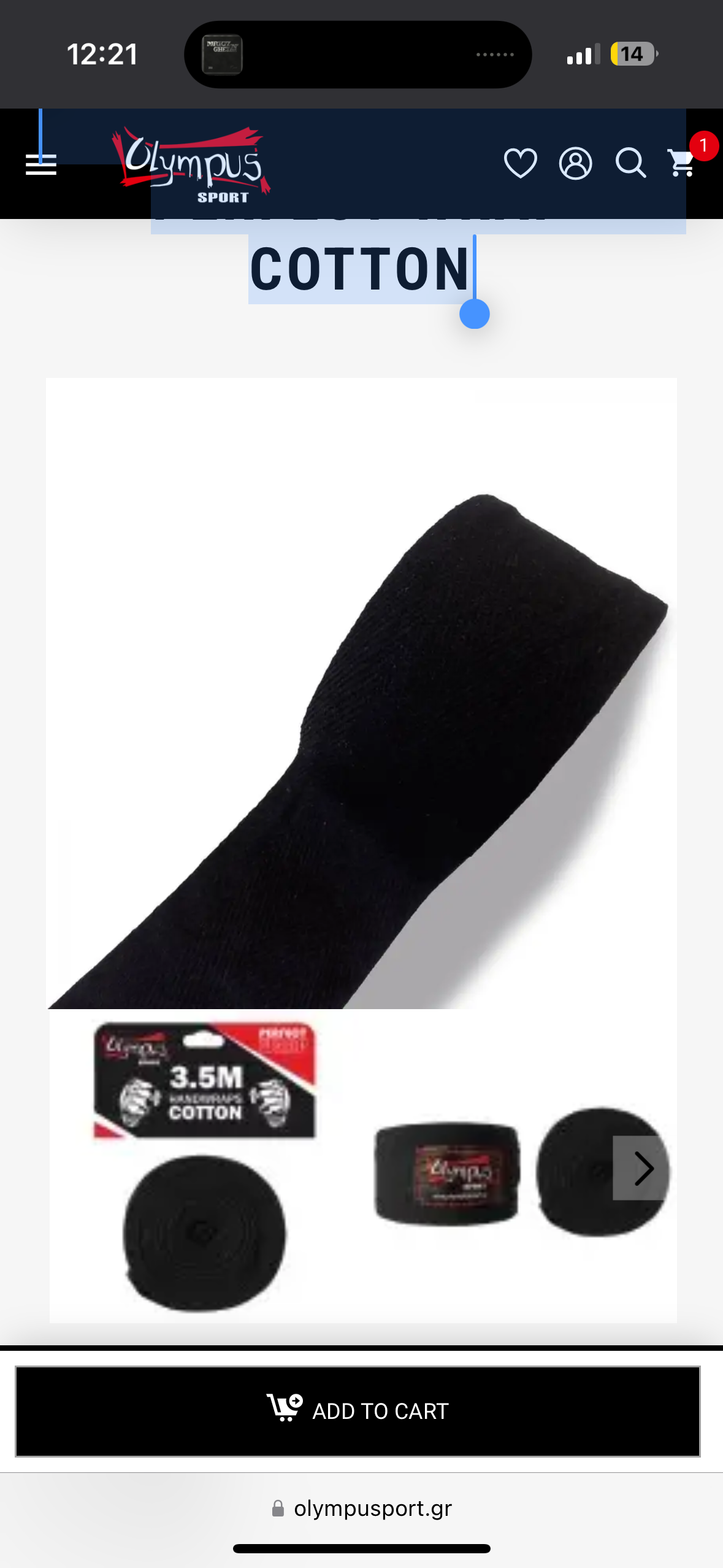 HAND WRAPS OLYMPUS PERFECT WRAP COTTON Black 5x350cm