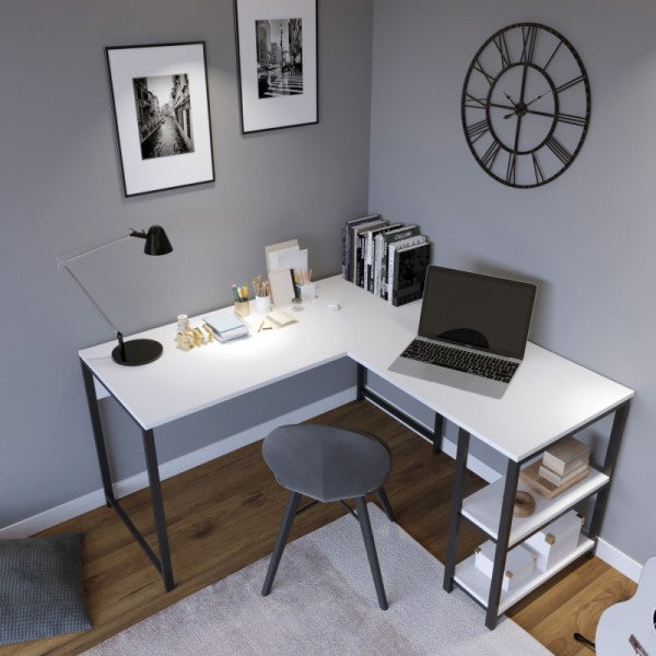 Osaka corner desk with shelves