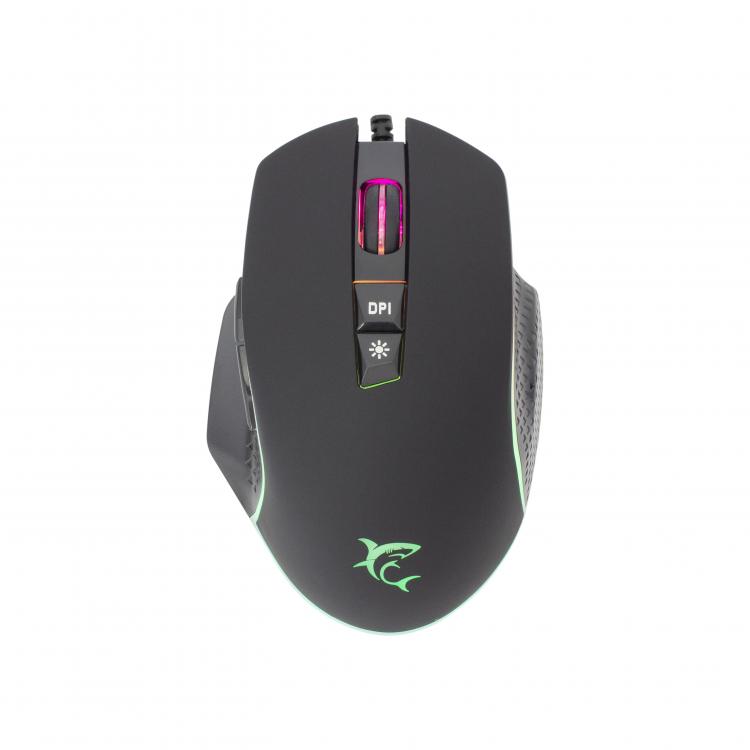 Mouse White Shark Gaming Gareth 6400dpi Black