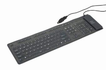 Keyboard Flexible Full Size KB-109F USB/OTG Adapter Black