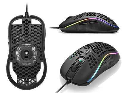 Mouse Sharkoon Light2 S Gaming 6200 DPI USB RGB Black