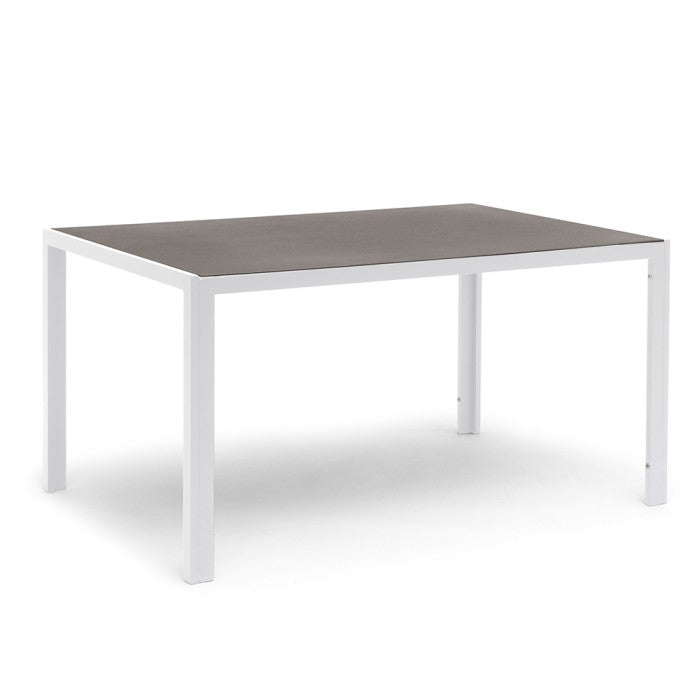 Aluminum table with dark glass, dimension 150 x 90 x 72 cm