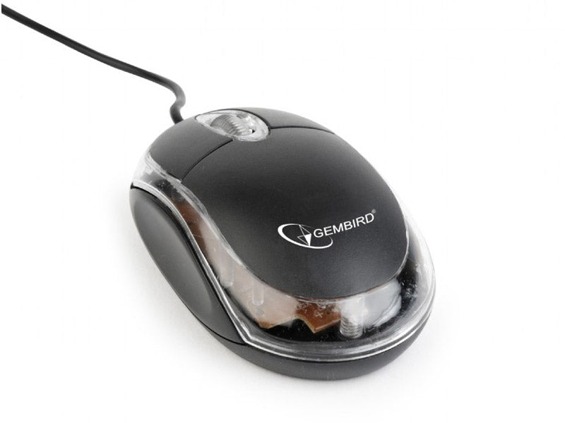 Mouse Gembird MUS-U-01 Optical Black Transparent 1000DPI USB