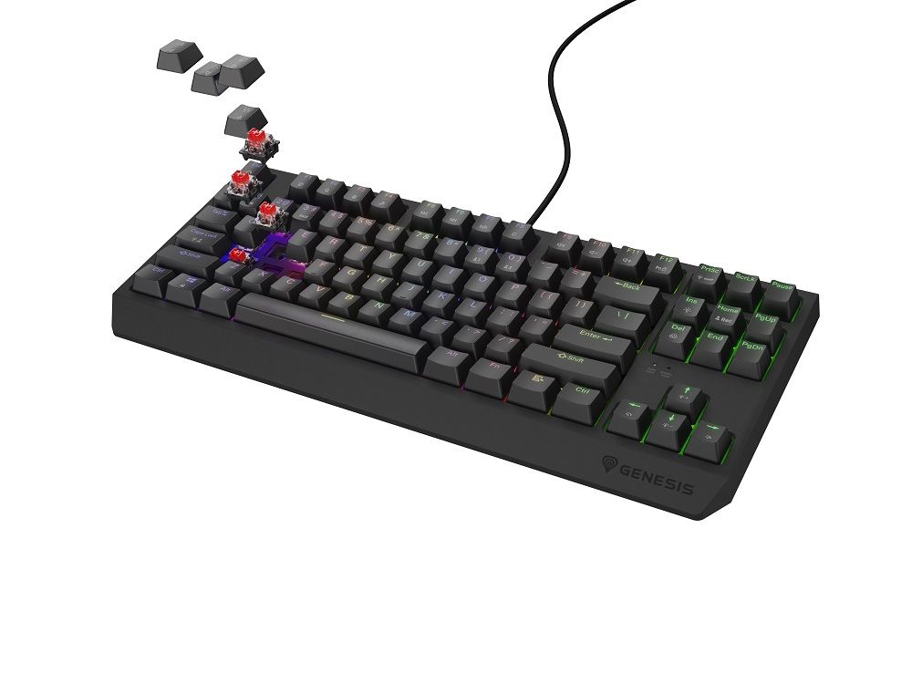 Keyboard Genesis Gaming Thor 230 TKL Hot Swap Mechanical Red Switch RGB Black