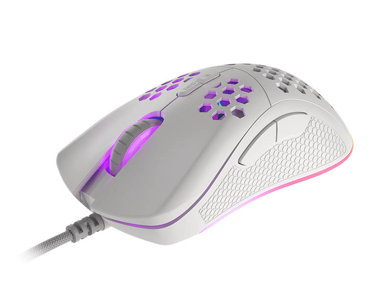 Mouse Genesis Gaming Krypton 555 8000DPI RGB Lightweight White