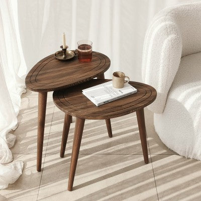 Set of 2 solid wood coffee tables