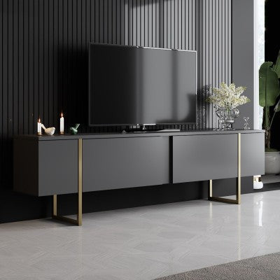 Luxe TV cabinet - Anthracite, Gold